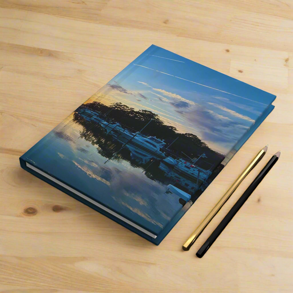 Hardcover journal with Hilton Head Island's Shelter Cove at Sunset