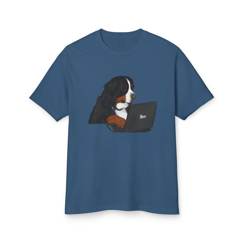 T-Shirt With Tech Savvy Bernese Mountain Dog On Laptop