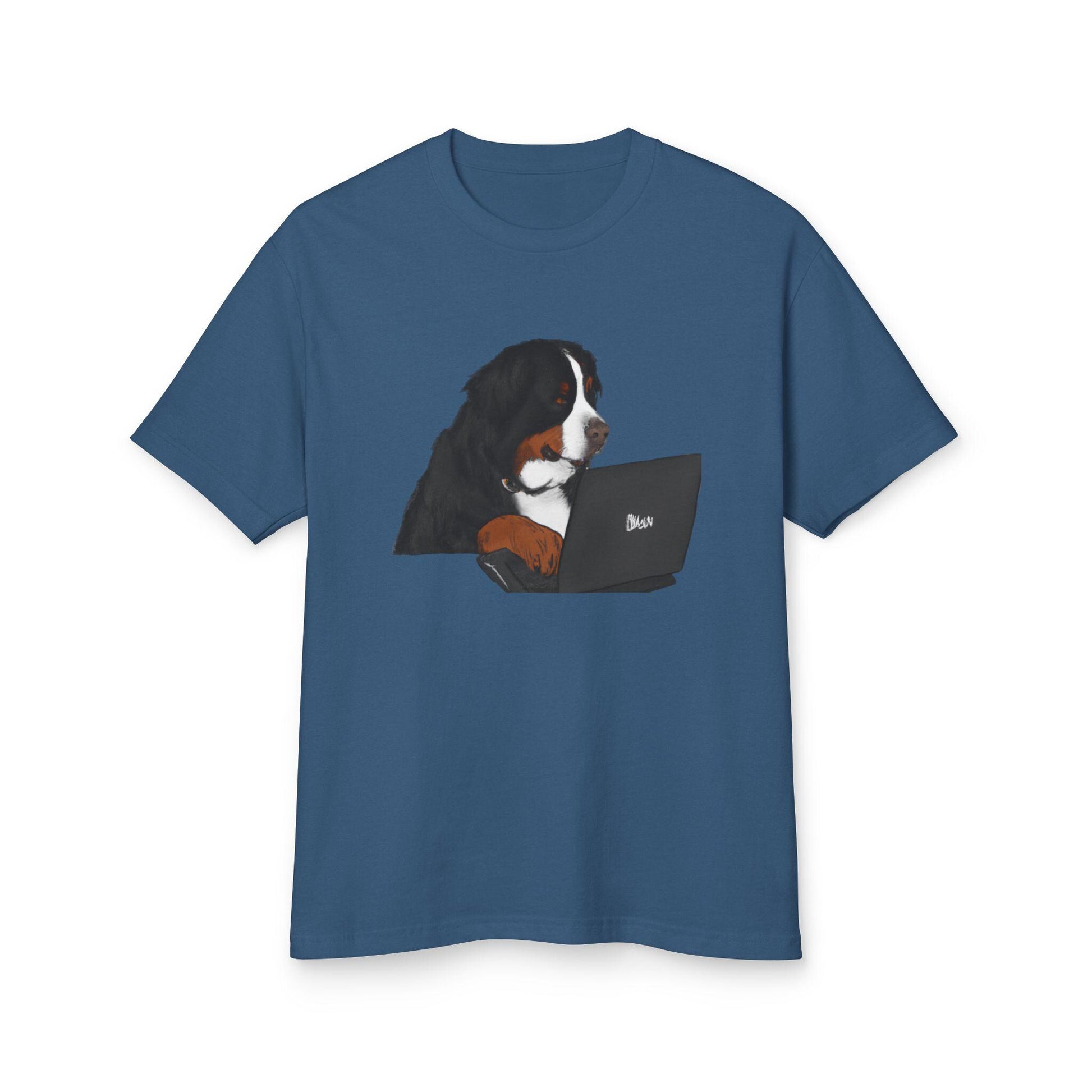 T-Shirt With Tech Savvy Bernese Mountain Dog On Laptop