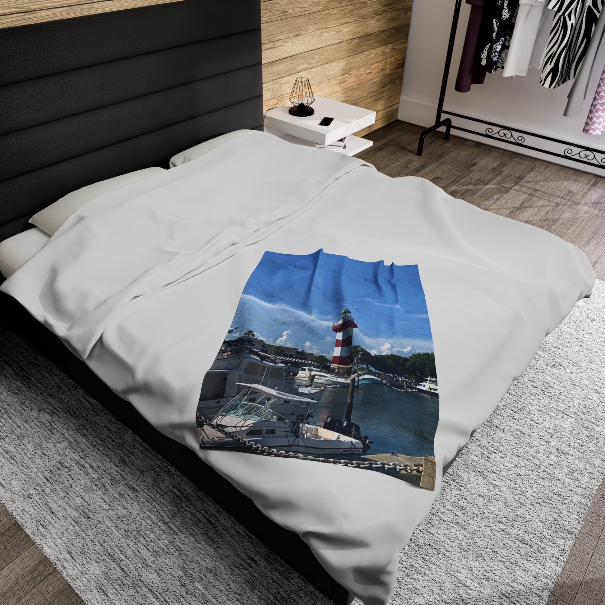 Velveteen Blanket With Sea Pines Light House