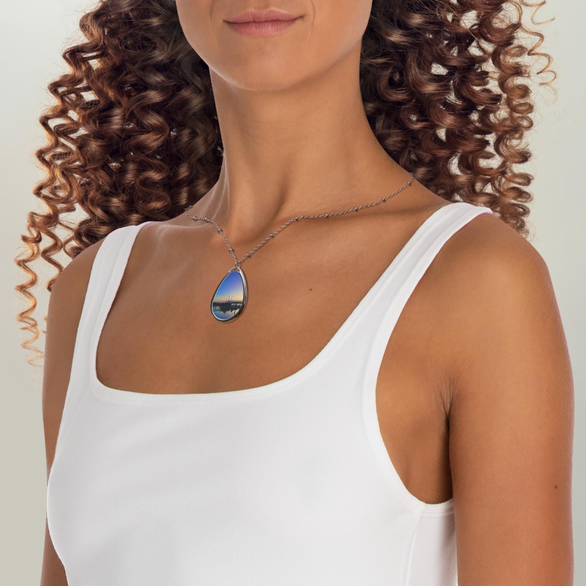 Necklace Featuring A Sunset Over Shelter Cove Marina on HHI