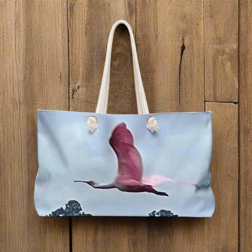 Shoulder Bag With Spoonbill in Flight