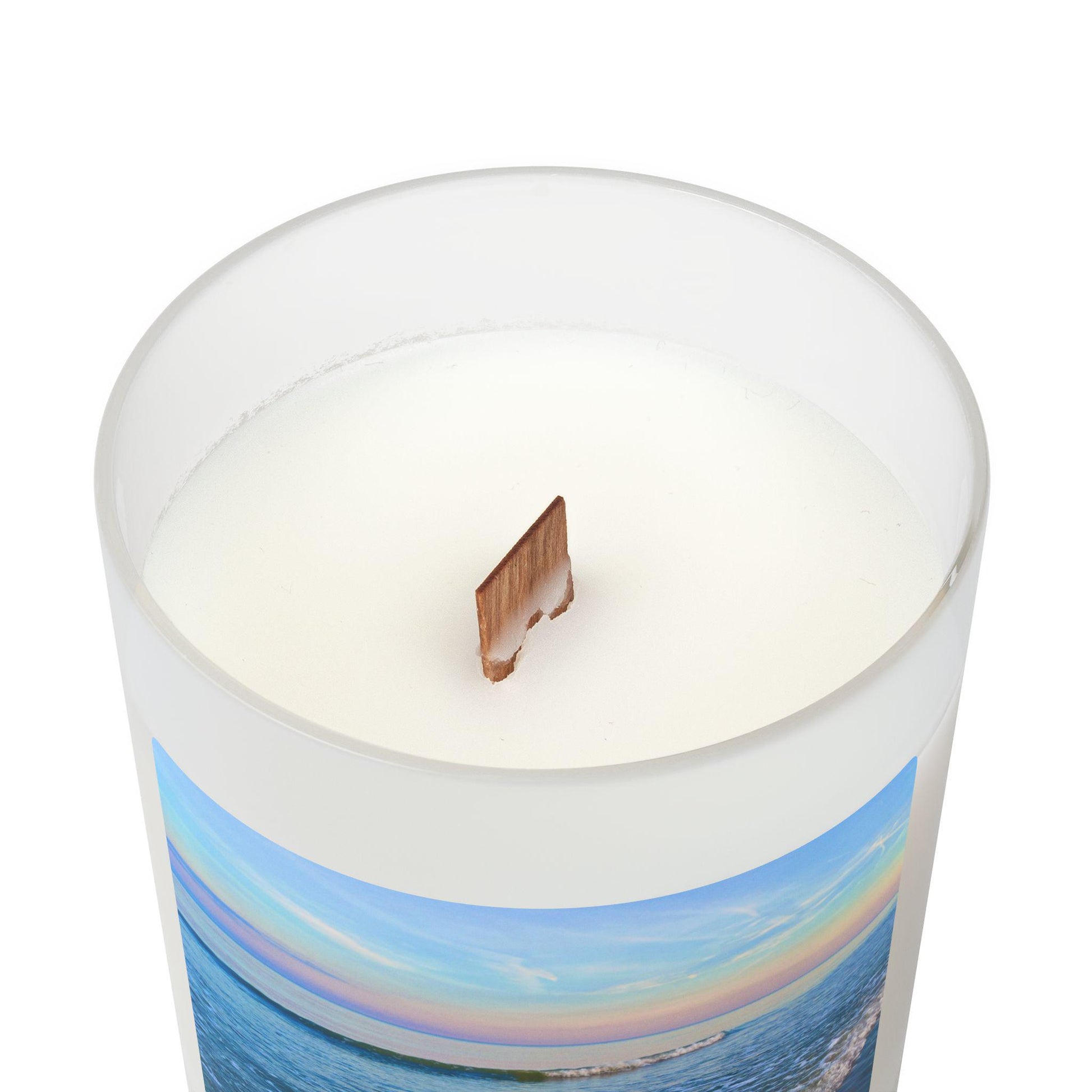 Wood Wick Container Candle With Rainbow Hued Sunset On HHI (11 oz.)