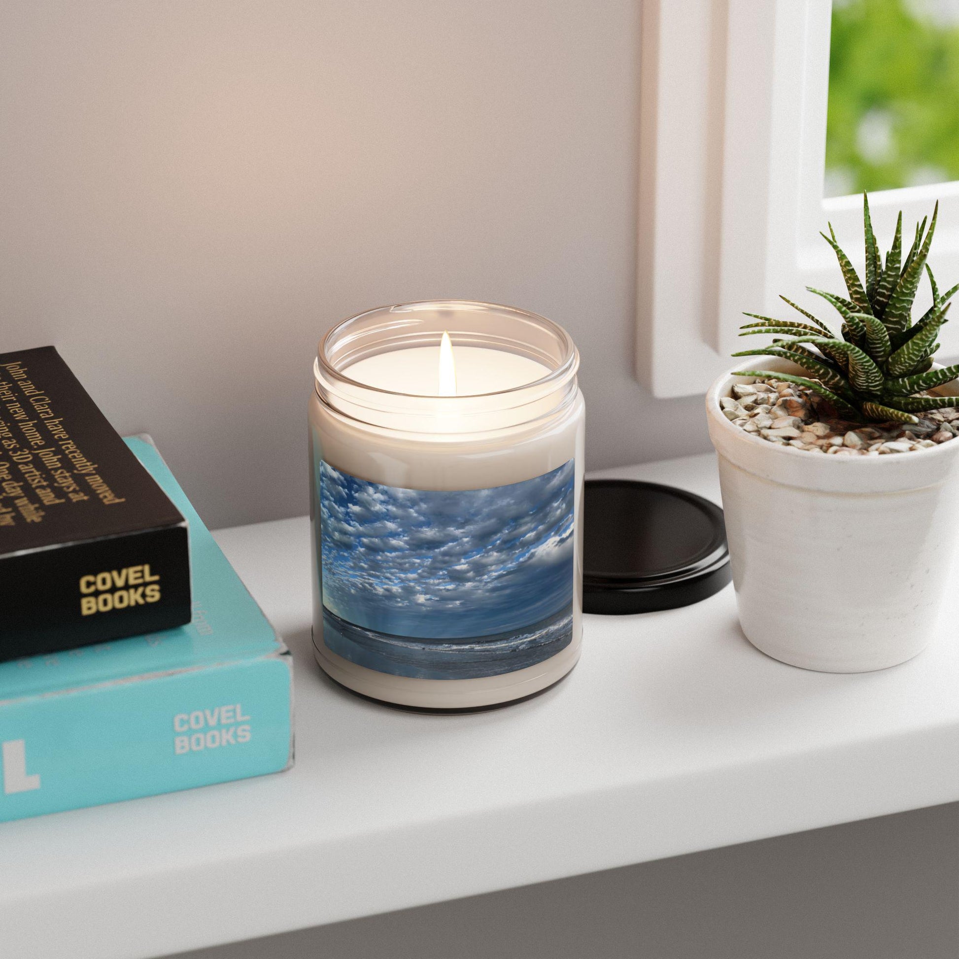 Jar Candle With Blue Clouded Sky and Sea (9 oz.)