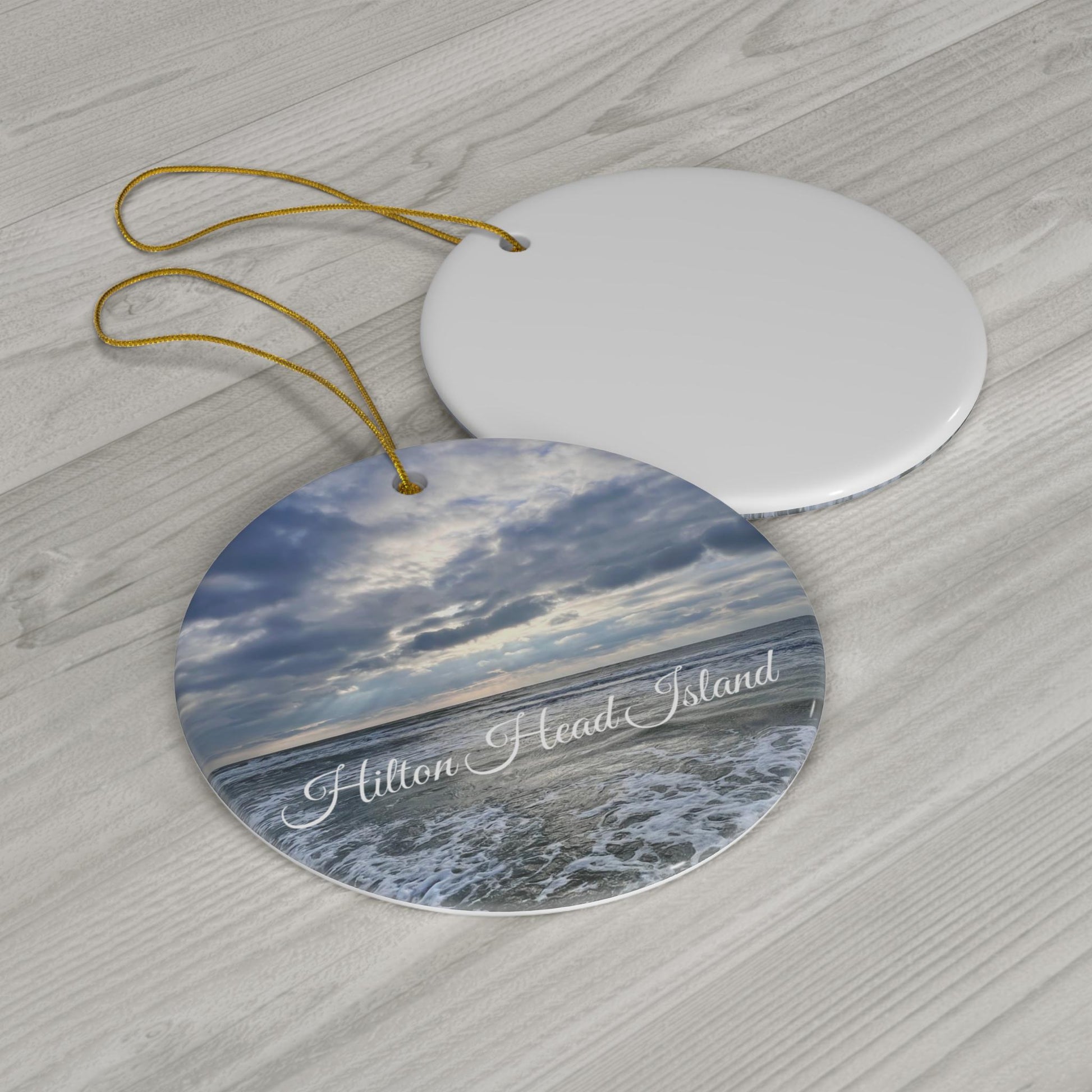 Christmas Ornament featuring Hilton Head Beach Waves, Sea, Sky