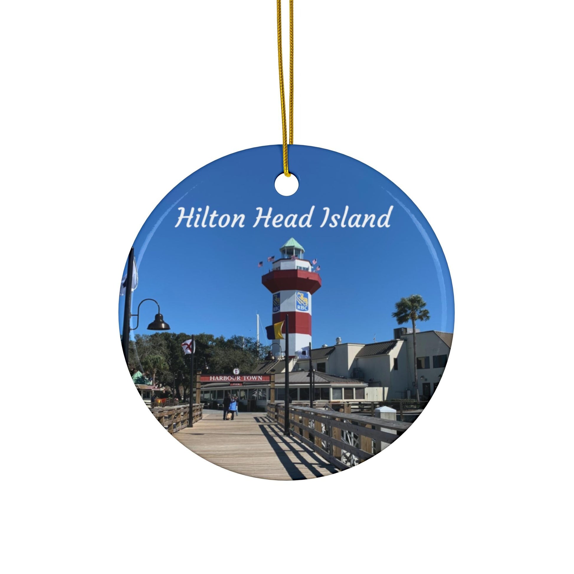 Christmas Ornament With Sea Pines Light House Imagery