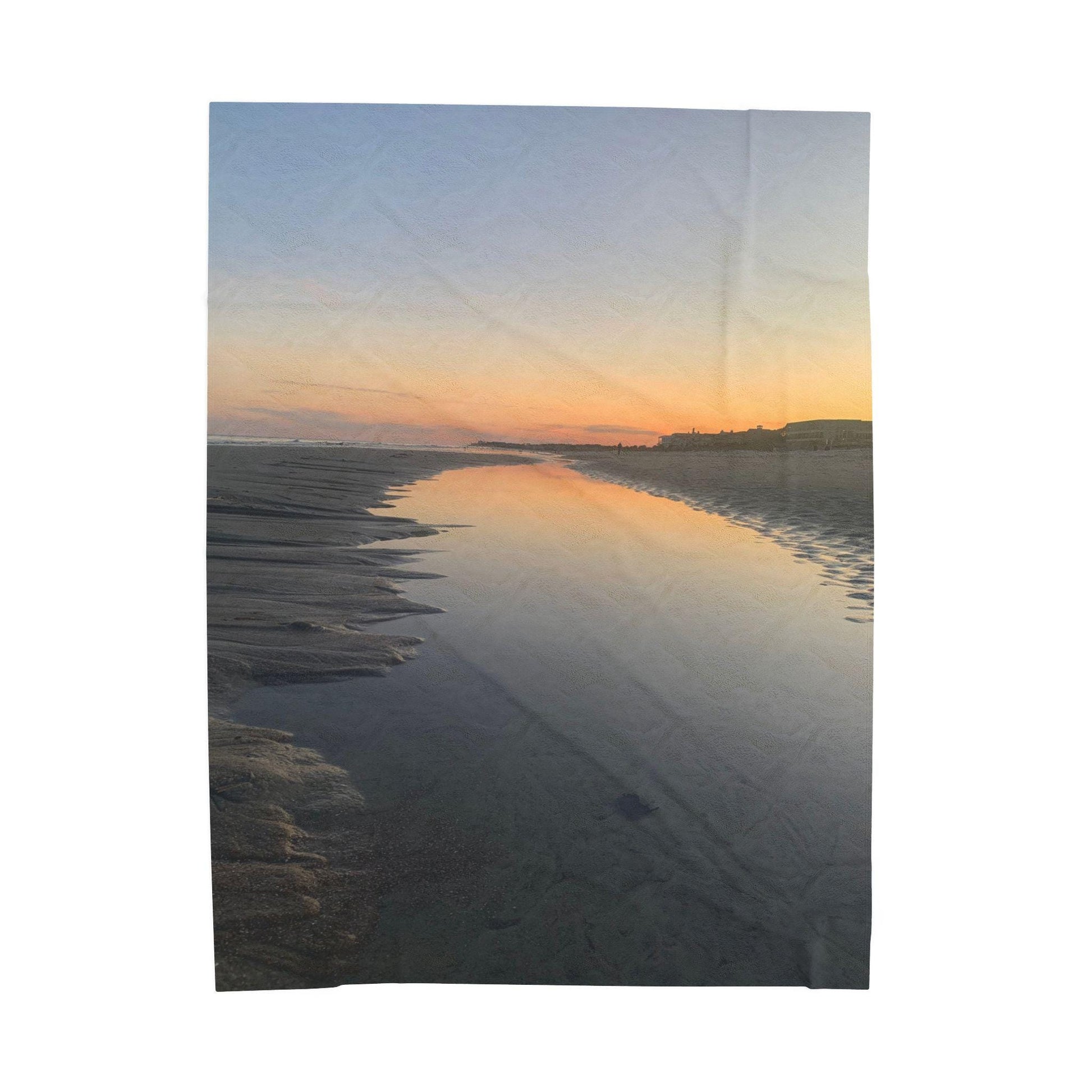 Velveteen Blanket With Sunset Reflected in Tidal Pool on Hilton Head Island
