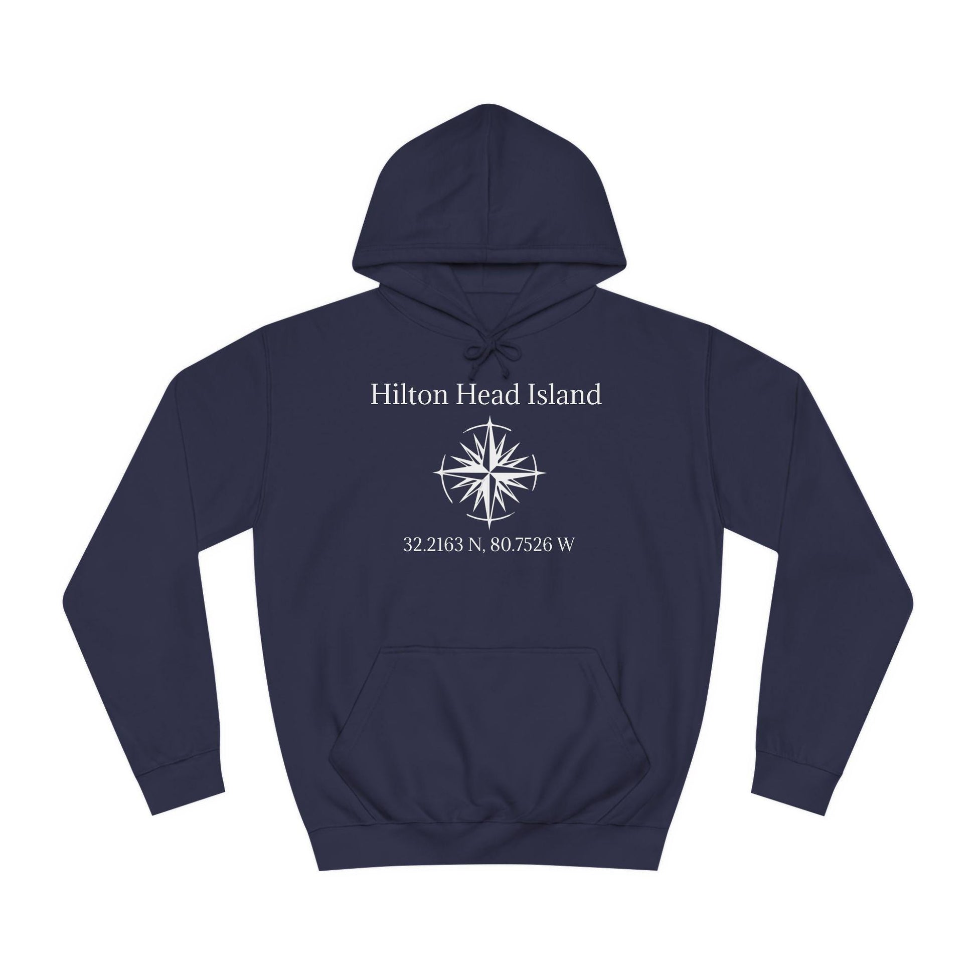 Hoodie Sweatshirt: Compass Rose And HHI latitude/longitude