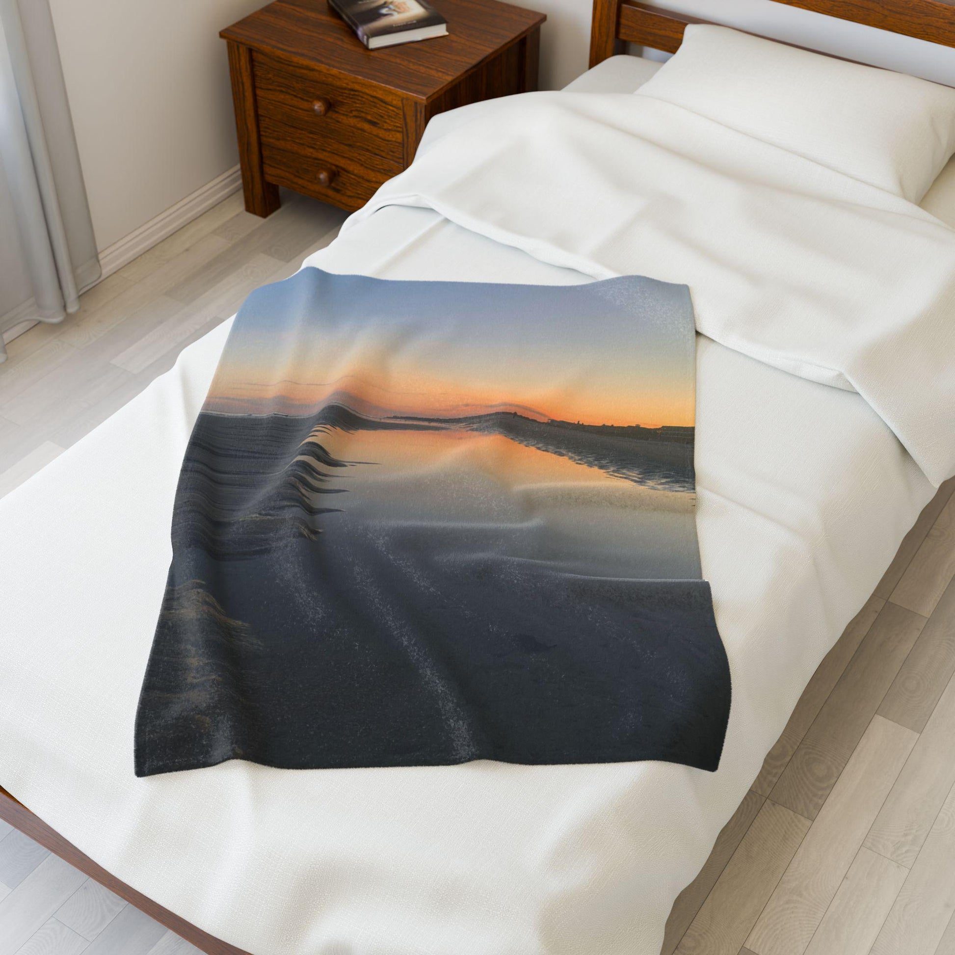 Velveteen Blanket With Sunset Reflected in Tidal Pool on Hilton Head Island