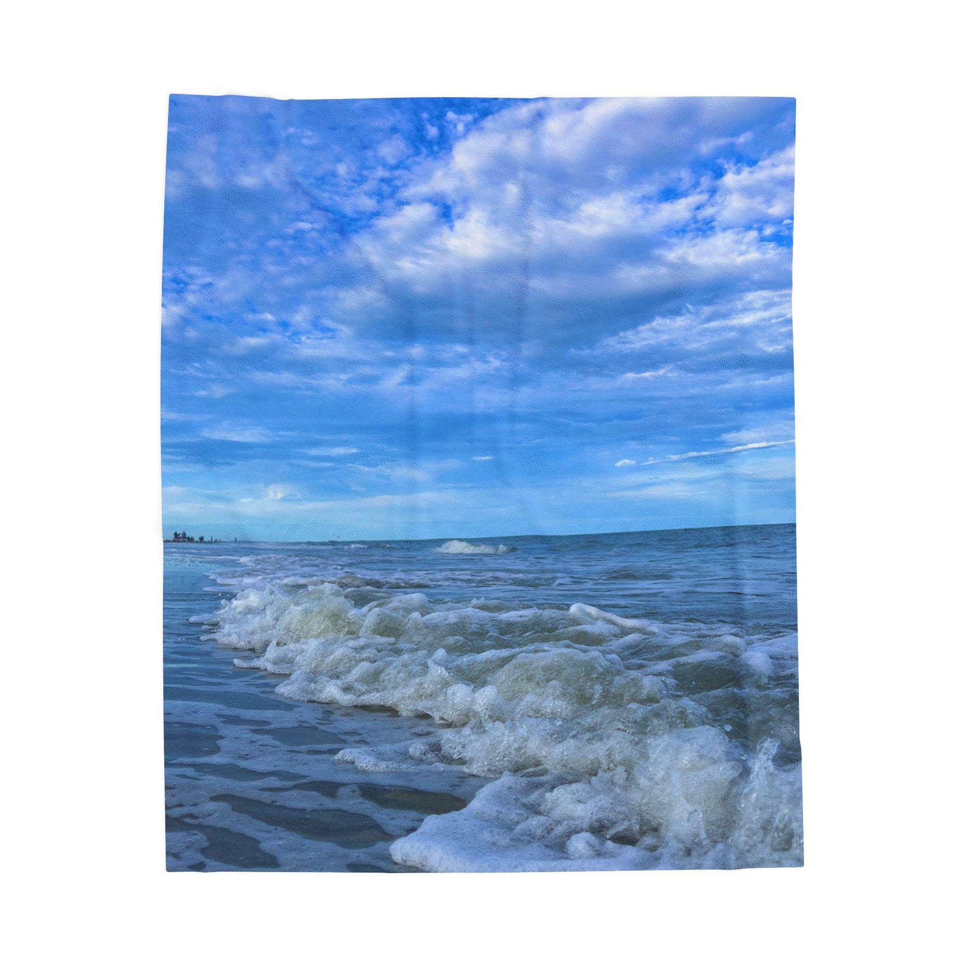 Velveteen Blanket With Blue Waves And Sky