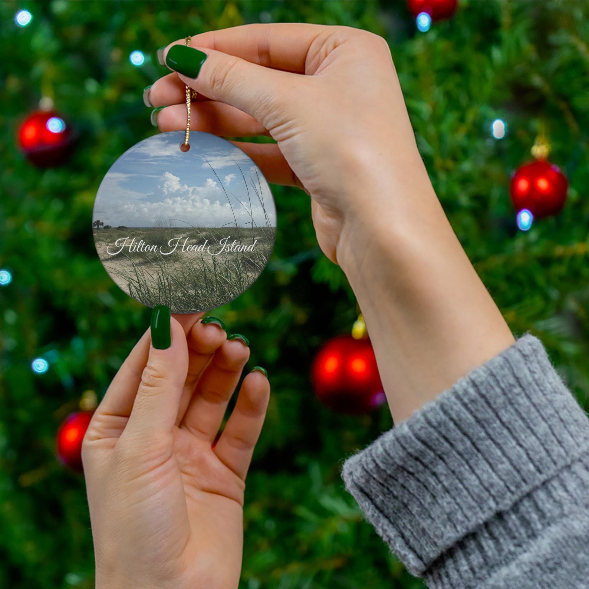Christmas Ornament, Hilton Head Island Coastal beach grass