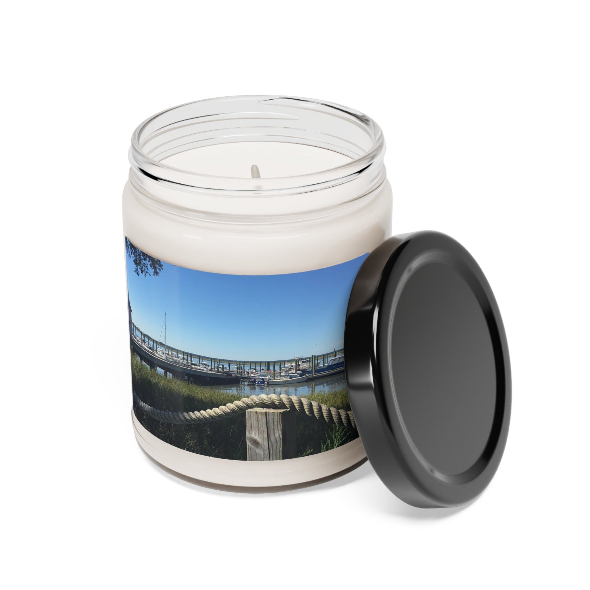 Jar Candle (9 oz.) with image of Daufuskie Island dock