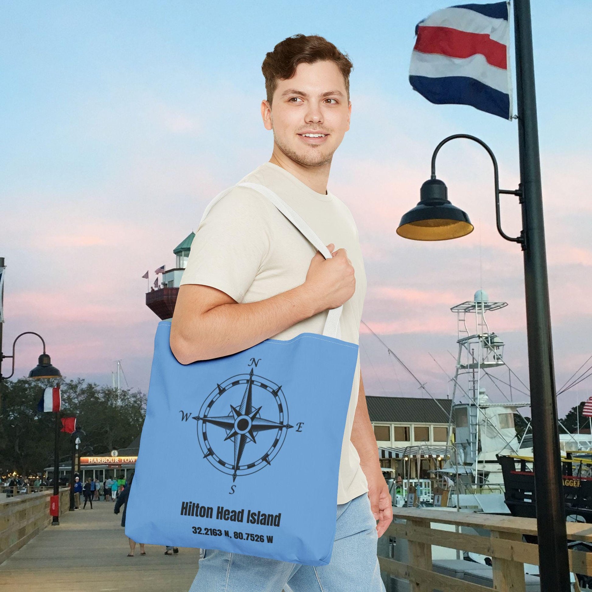 Tote bag: Compass Rose And HHI Latitude/Longitude