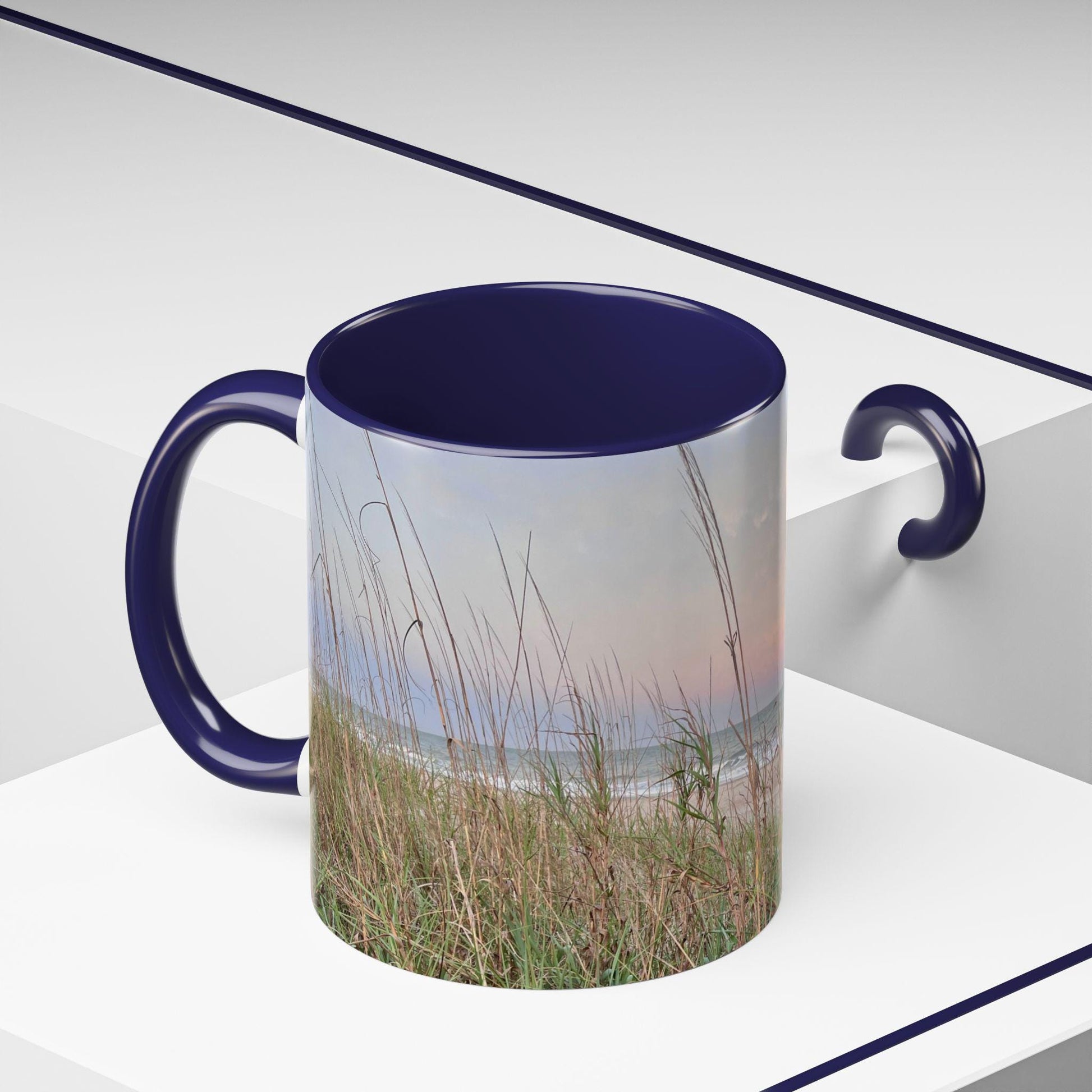 Mug With Folly Field Beach Dunes On Hilton Head Island at sunset, 15 oz.