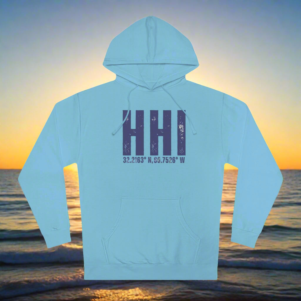 Hilton Head Hoodie Sweatshirt With Latitude/Longitude