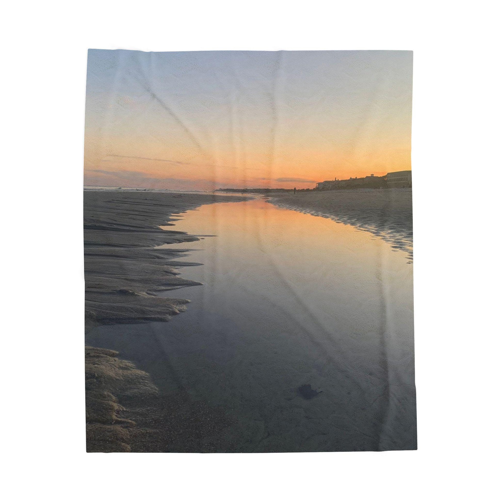 Velveteen Blanket With Sunset Reflected in Tidal Pool on Hilton Head Island