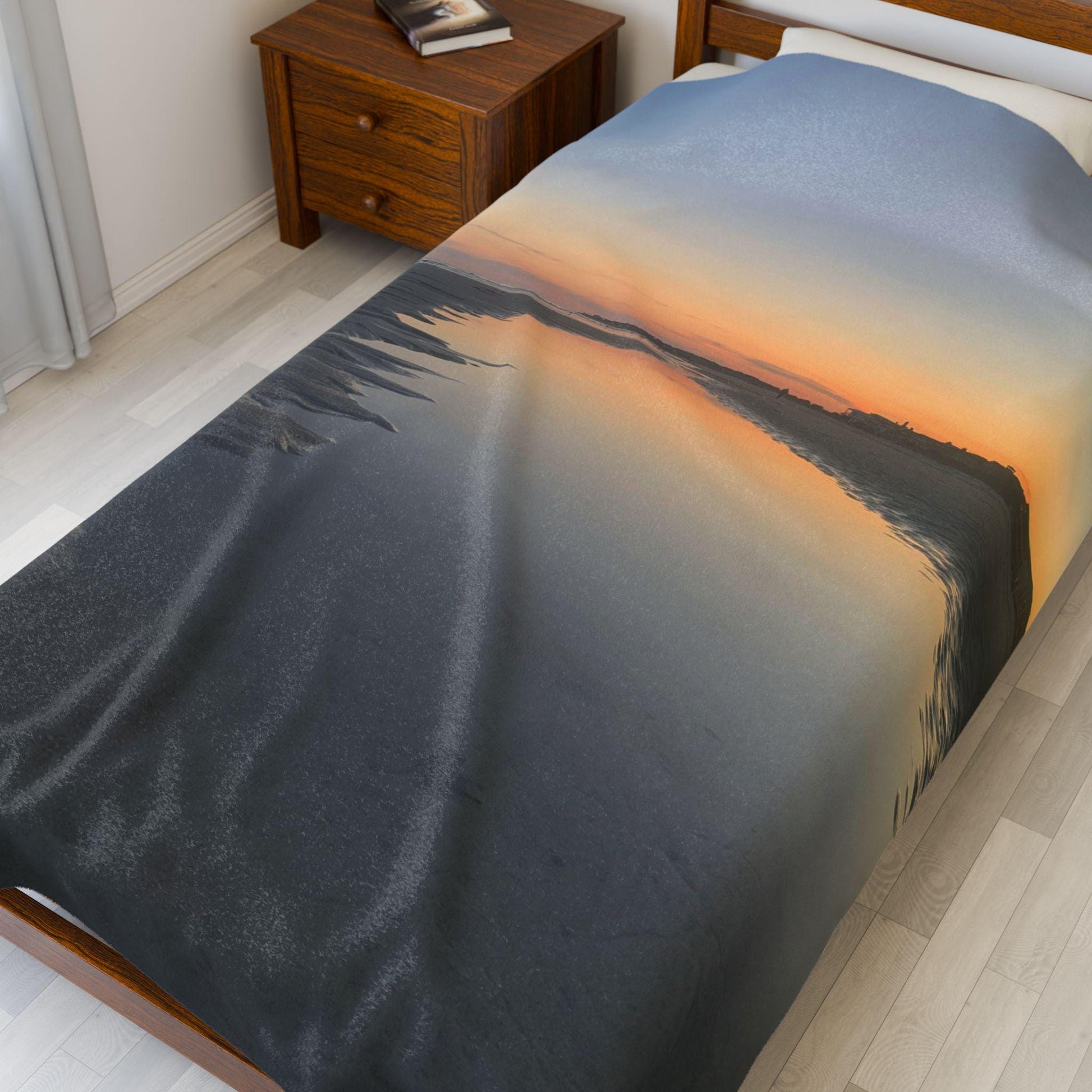 Velveteen Blanket With Sunset Reflected in Tidal Pool on Hilton Head Island